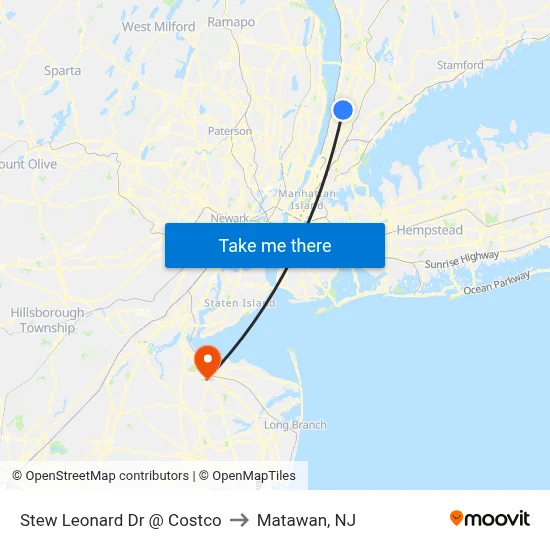 Stew Leonard Dr @ Costco to Matawan, NJ map
