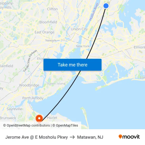 Jerome Ave @ E Mosholu Pkwy to Matawan, NJ map