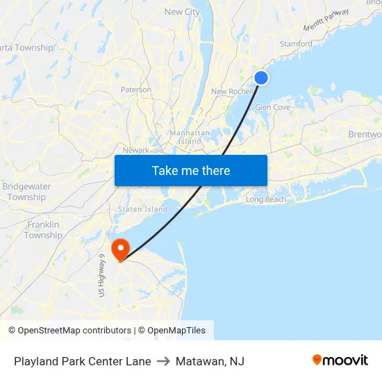 Playland Park Center Lane to Matawan, NJ map