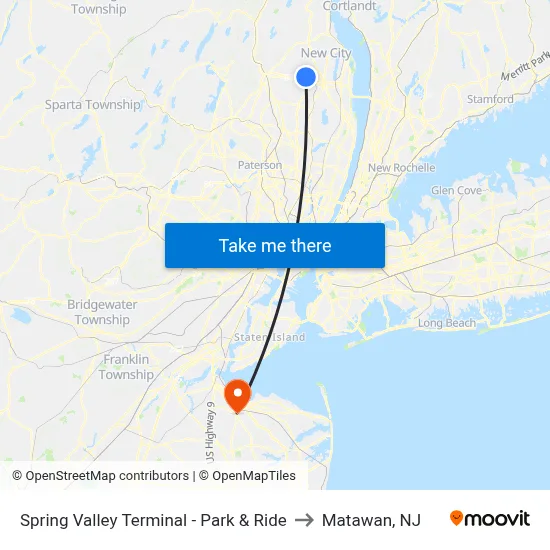 Spring Valley Terminal - Park & Ride to Matawan, NJ map