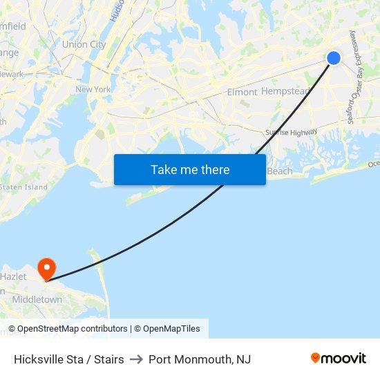 Hicksville Sta / Stairs to Port Monmouth, NJ map