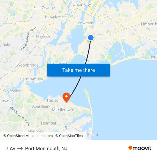 7 Av to Port Monmouth, NJ map