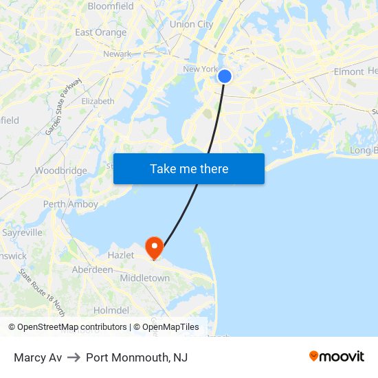 Marcy Av to Port Monmouth, NJ map