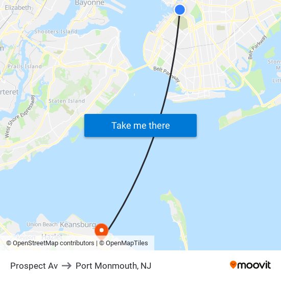 Prospect Av to Port Monmouth, NJ map