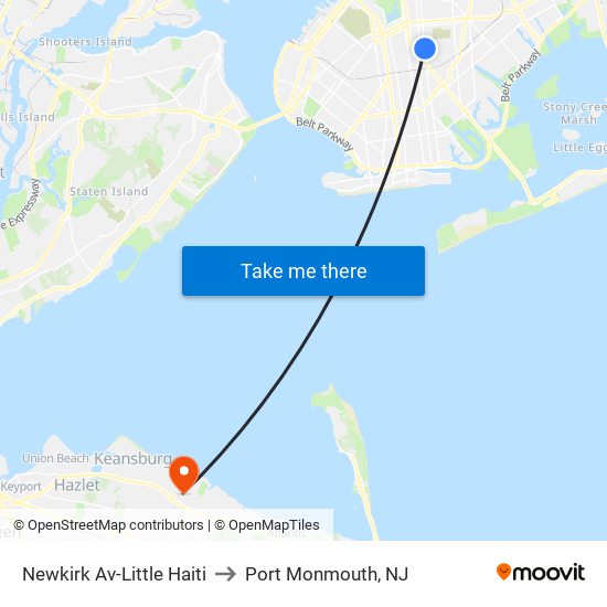 Newkirk Av-Little Haiti to Port Monmouth, NJ map