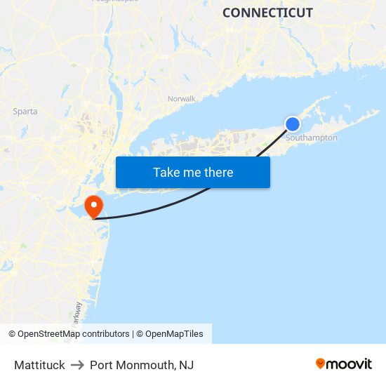 Mattituck to Port Monmouth, NJ map