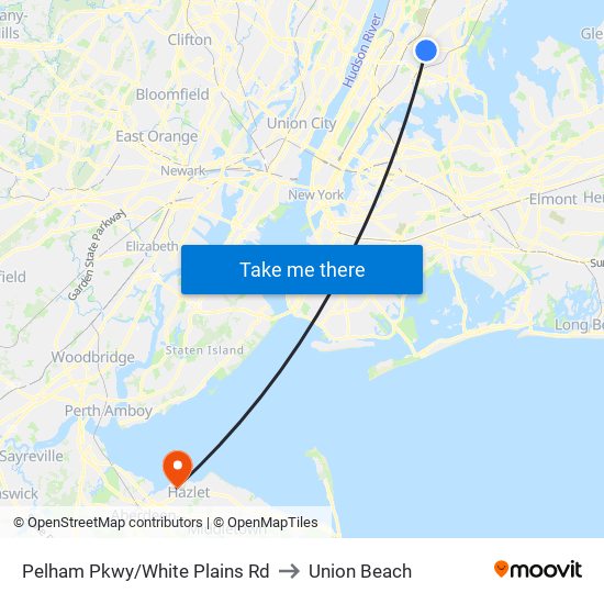 Pelham Pkwy/White Plains Rd to Union Beach map