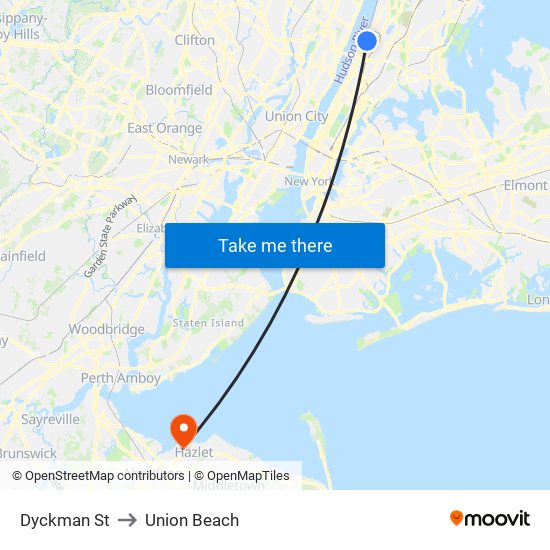 Dyckman St to Union Beach map