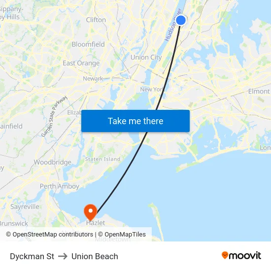 Dyckman St to Union Beach map