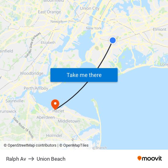 Ralph Av to Union Beach map