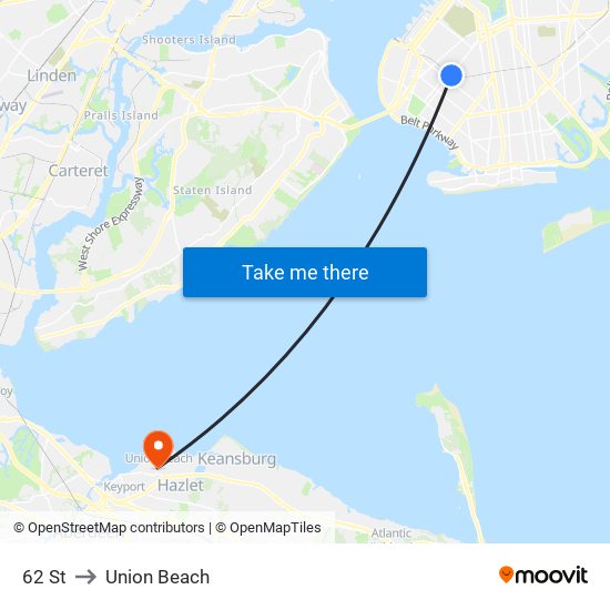 62 St to Union Beach map