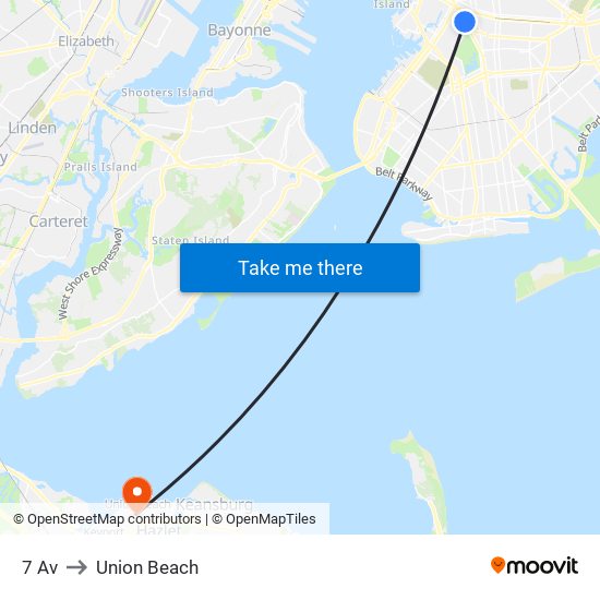 7 Av to Union Beach map