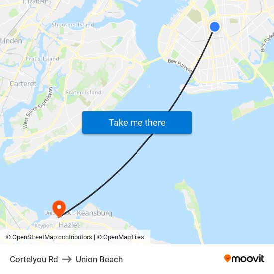 Cortelyou Rd to Union Beach map