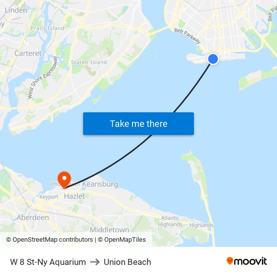 W 8 St-Ny Aquarium to Union Beach map