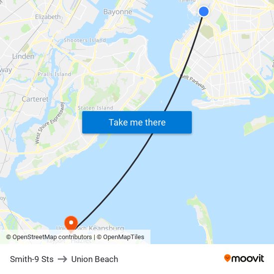 Smith-9 Sts to Union Beach map