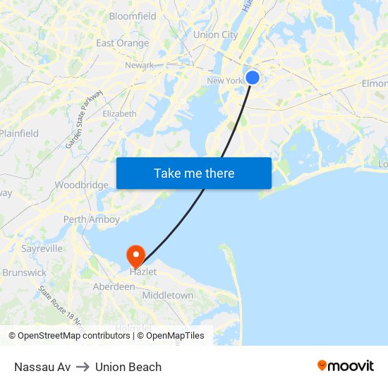 Nassau Av to Union Beach map