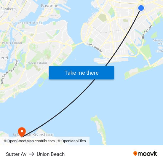 Sutter Av to Union Beach map