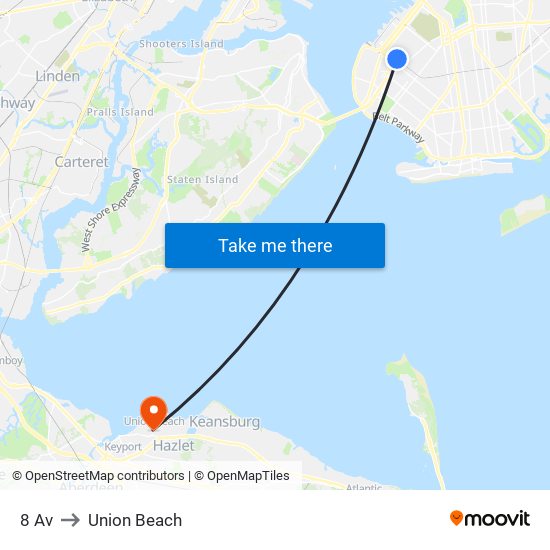 8 Av to Union Beach map