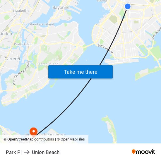 Park Pl to Union Beach map