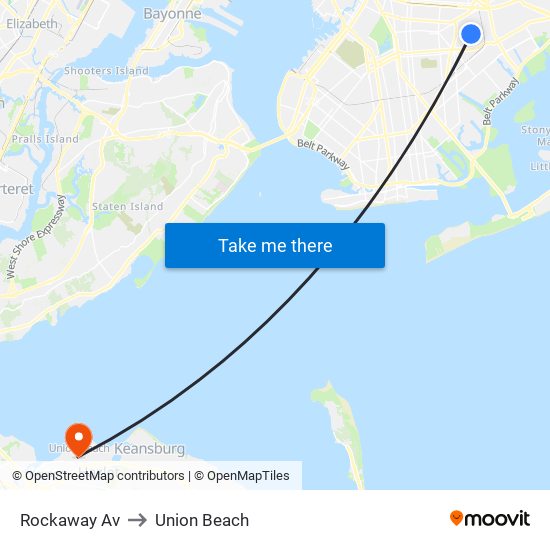 Rockaway Av to Union Beach map