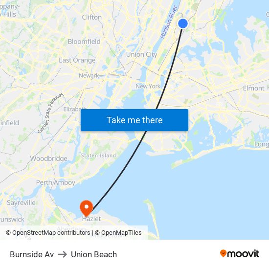 Burnside Av to Union Beach map