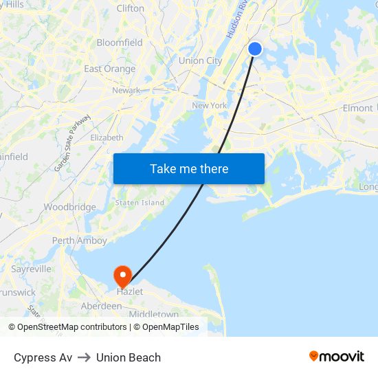 Cypress Av to Union Beach map