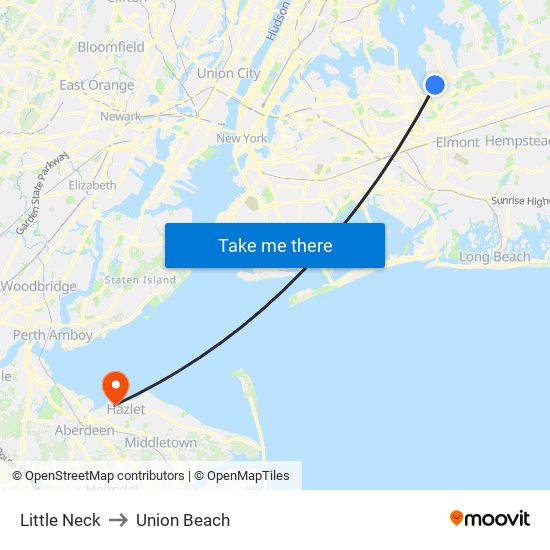 Little Neck to Union Beach map