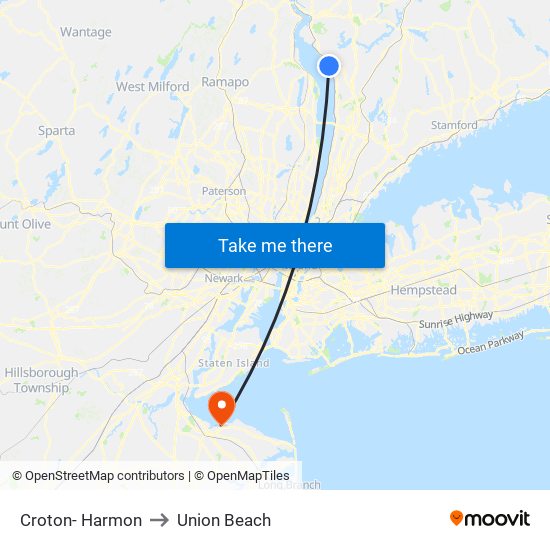 Croton- Harmon to Union Beach map