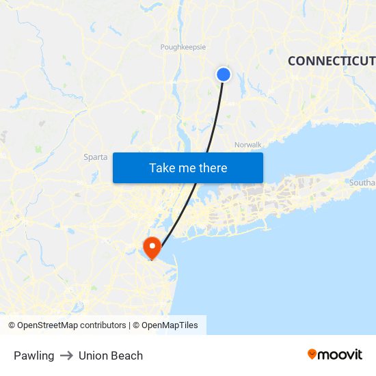 Pawling to Union Beach map