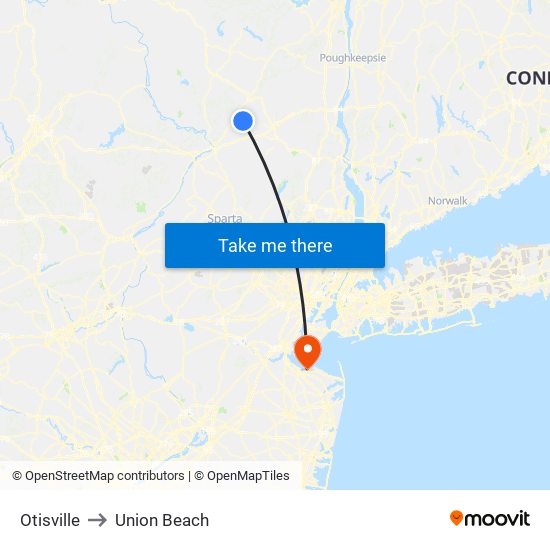Otisville to Union Beach map