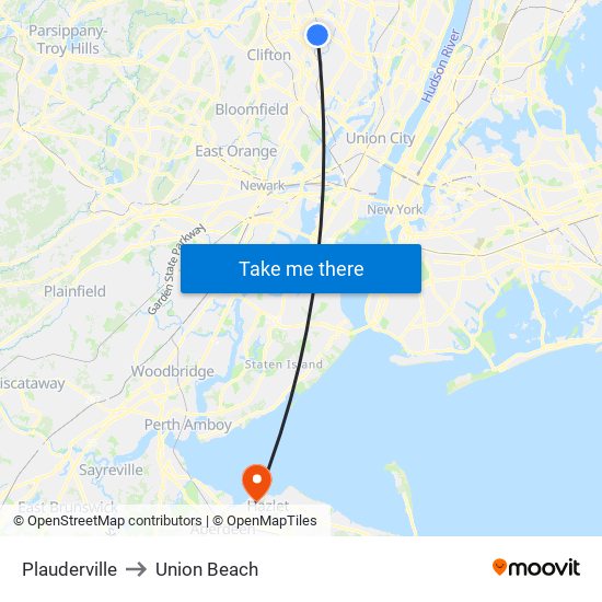 Plauderville to Union Beach map