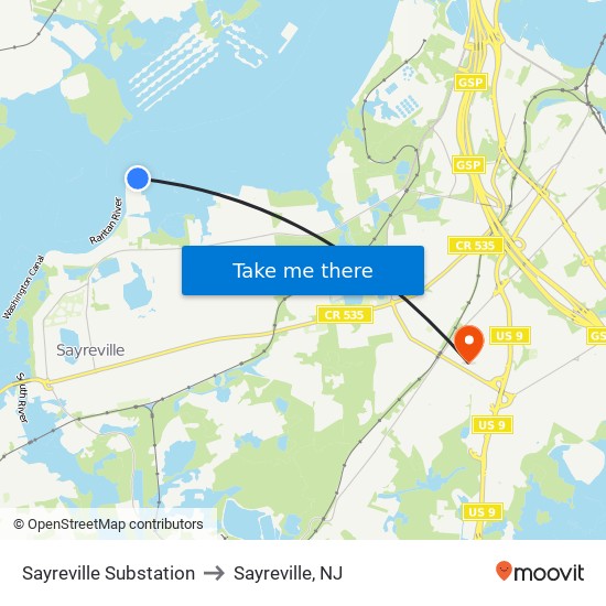 Sayreville Substation to Sayreville, NJ map