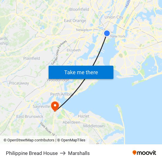 Philippine Bread House to Marshalls map