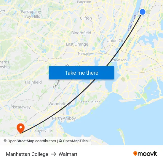 Manhattan College to Walmart map