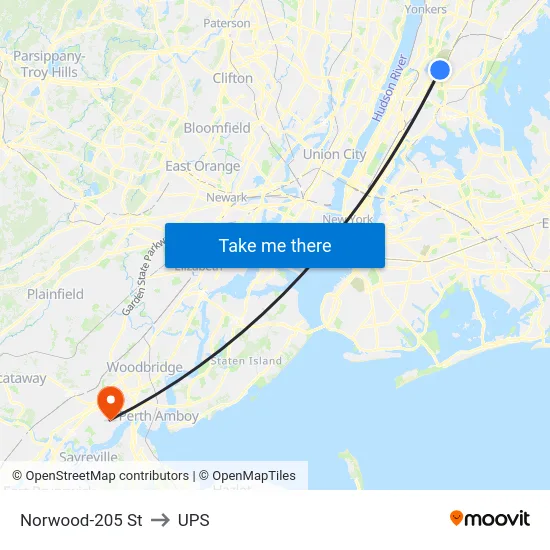 Norwood-205 St to UPS map