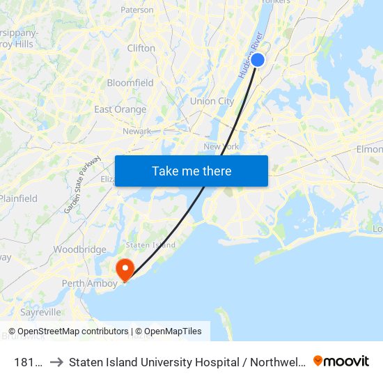 181 St to Staten Island University Hospital / Northwell Health map