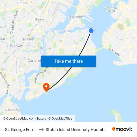 St. George Ferry Terminal to Staten Island University Hospital / Northwell Health map