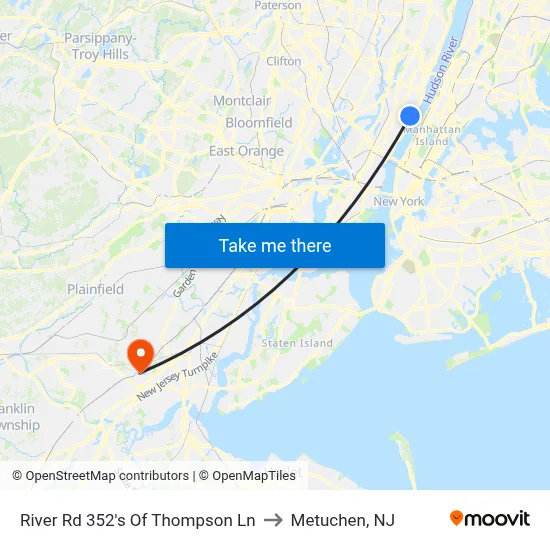 River Rd 352's Of Thompson Ln to Metuchen, NJ map