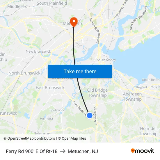 Ferry Rd 900' E Of Rt-18 to Metuchen, NJ map