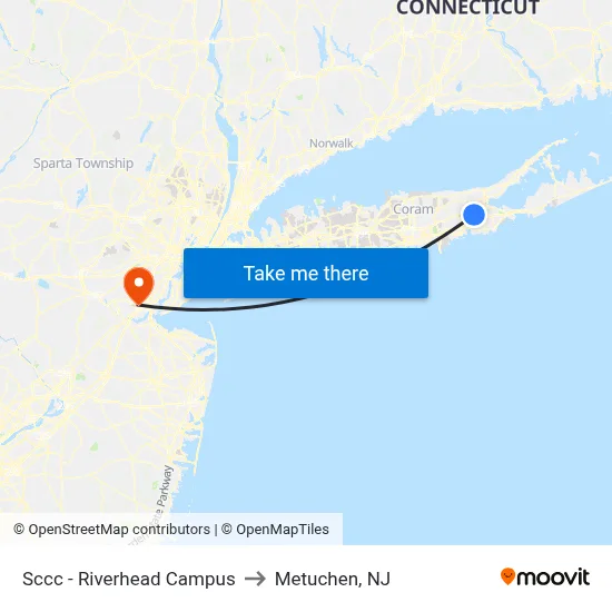 Sccc - Riverhead Campus to Metuchen, NJ map