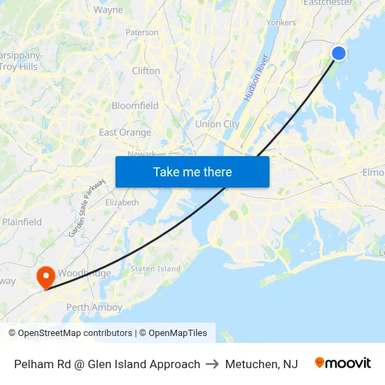 Pelham Rd @ Glen Island Approach to Metuchen, NJ map