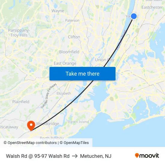 Walsh Rd @ 95-97 Walsh Rd to Metuchen, NJ map