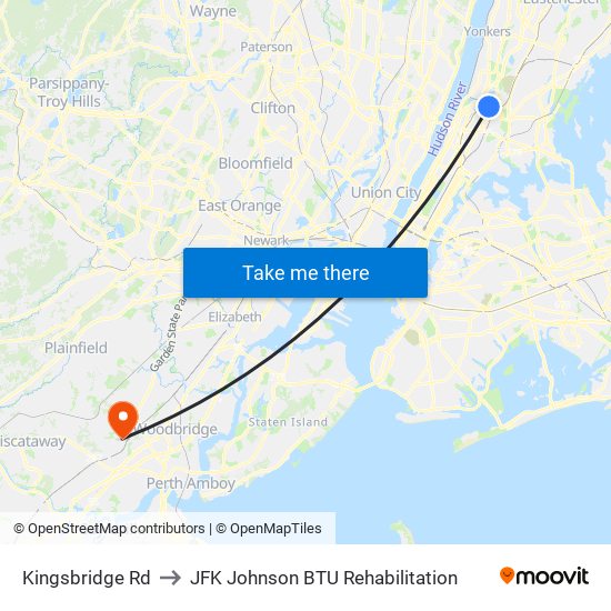 Kingsbridge Rd to JFK Johnson BTU Rehabilitation map