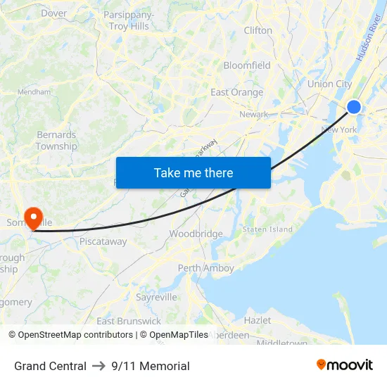 Grand Central to 9/11 Memorial map