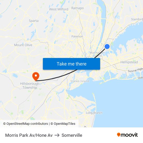 Morris Park Av/Hone Av to Somerville map