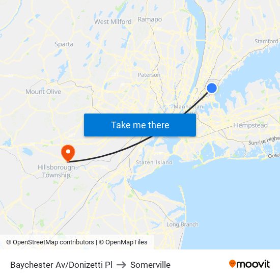 Baychester Av/Donizetti Pl to Somerville map