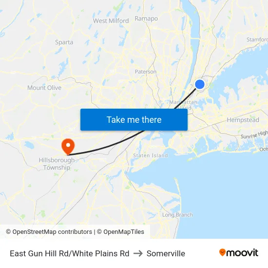 East Gun Hill Rd/White Plains Rd to Somerville map