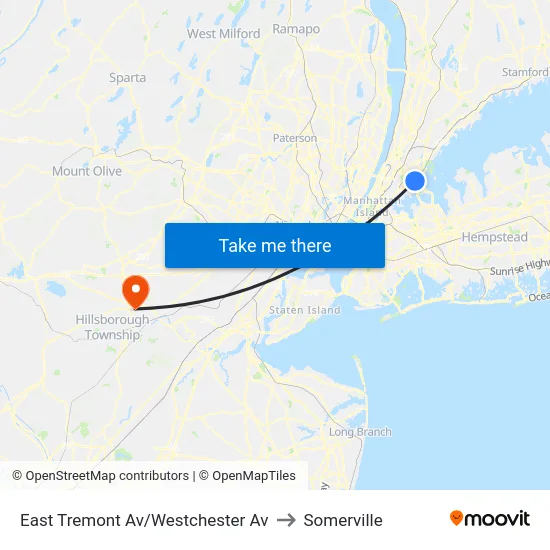 East Tremont Av/Westchester Av to Somerville map