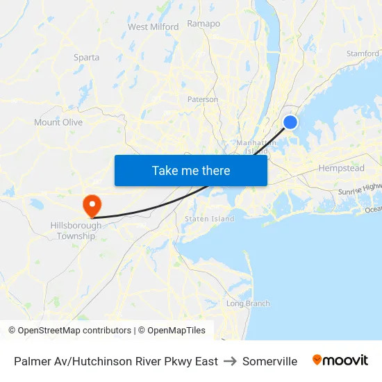 Palmer Av/Hutchinson River Pkwy East to Somerville map