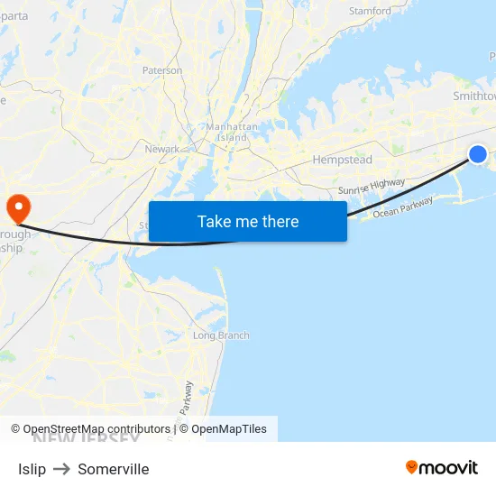 Islip to Somerville map